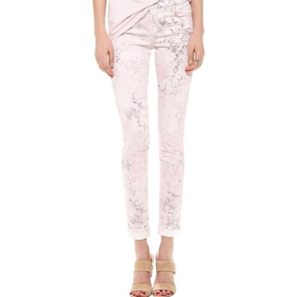 J Brand Ghost Rose light pink floral skinny jeans